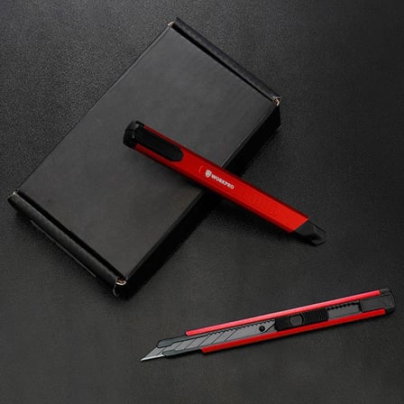 WP212020 9 mm Alüminyum Kasa Cep Askılı Maket Bıçağı, Kırmızı