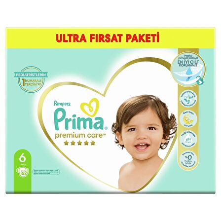 Prima Bebek Bezi Premium Care 6 Beden 62'li Ekstra Large Fırsat Paketi