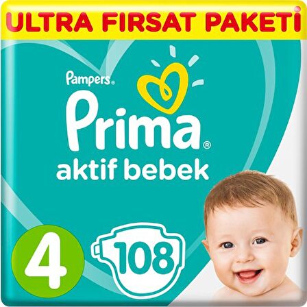 Prima Aktif Bebe 4 Numara Maxi 108'li Bel Bantlı Bez