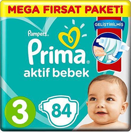 Prima Bebek Bezi Aktif Bebek Mega Fırsat Paket Midi 3 No 84 Lü