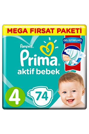 Prima Bebek Bezi Aktif Bebek Mega Fırsat Paket Maxi 4 No 74 Lü