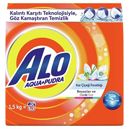 Alo Aqua Pudra Kar Çiçeği Parfümlü Beyazlar ve Renkliler İçin Toz Çamaşır Deterjanı 1.5 kg 10 Yıkama