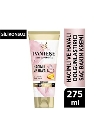 Pantene Silikonsuz Hacim Veren Dolgunlaştırıcı Saç Bakım Kremi, Biotin ve Gül Suyu 275ml