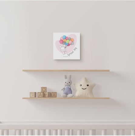 Spread Joy | Çizgi Karakter Tasarımlı Bebek Odasına Özel Kanvas 25x25 cm
