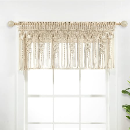 Boho Makrame Dokulu Pamuk Saçak/Mutfak Perdesi/Duvar Dekoru, 50,8 cm U x 127 cm G, Nötr