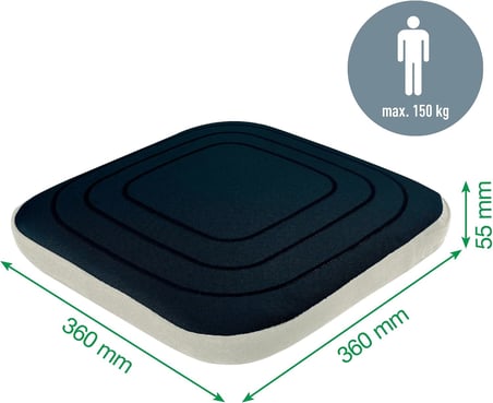 Ergo Active Balance oturma minderi, ofis sandalyeleri için ergonomik hava yastığı, optimum oturma duruşu ve siyatik rahatlatıcı, vücut duruşunu destekler, Ergo-Serisi, kumaş kılıf kadife grisi