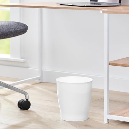 iDesign Banyo, Yatak Odası, Ev Ofis, Yurt için Kompakt Yuvarlak Plastik Çöp Kovası, 19,6 cm x 19,6 cm x 23,1 cm, Franklin Koleksiyonu, Beyaz