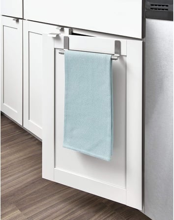 iDesign 82700 Forma Banyo, Mutfak Duvarları, Dolaplar, Tezgah Üstü için Kendinden Yapışkanlı Havlu Tutacağı, 1'li Set, Fırçalanmış Paslanmaz Çelik