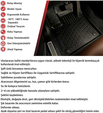 Rizline Ford Mondeo 2014 Sonrası 3D Havuzlu Paspas