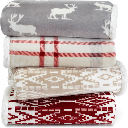Örtü, çift taraflı nevresim takımı, Sherpa polar, tüm mevsimler için ev dekorasyonu, polyester, geyik gri
