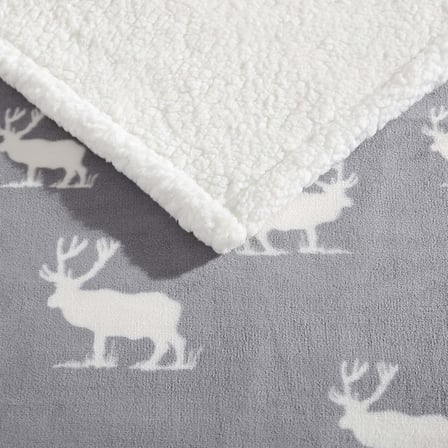 Örtü, çift taraflı nevresim takımı, Sherpa polar, tüm mevsimler için ev dekorasyonu, polyester, geyik gri