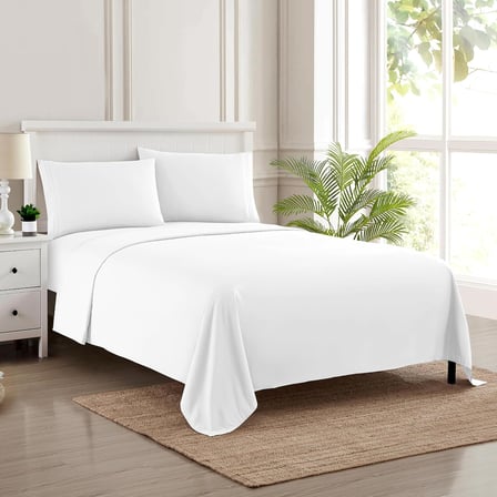 1800 İplik Sayısı 53,34 cm Ekstra Derin Cep Çarşafı Yumuşak Mısır Kalitesi Fırçalanmış Mikrofiber Lüks Yatak Takımı Düz, Takım, 2 Yastık Kılıfı, Queen, Beyaz