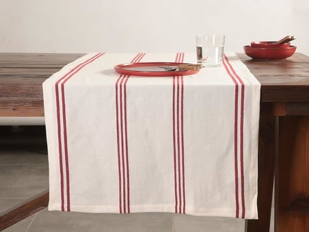 Chantilly Kırmızı Çizgili Pamuk Runner 50x150cm
