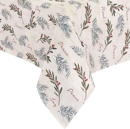 Elrene Home Fashions Tatil Ağacı Süslemeleri Kumaş Masa Örtüsü, Noel Masa Örtüsü, 152,8 cm x 300,8 cm, Dikdörtgen