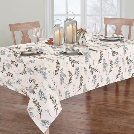 Elrene Home Fashions Tatil Ağacı Süslemeleri Kumaş Masa Örtüsü, Noel Masa Örtüsü, 152,8 cm x 300,8 cm, Dikdörtgen