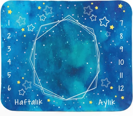 Mavi Uzay Macerası Baby Shower Hediyesi Fotoğraf Çekim Battaniyesi 100x120 cm