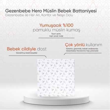 Hero Müslin Bebek Battaniyesi (120X120) Teddy 120x120 cm