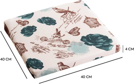 Sandalye Oturum Minderi Çiçekli 40x40x4 Bağcıklı Çıkarılabilir Kılıflı Çökme Yapmaz Yeşil