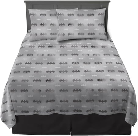 Koleksiyon Batman Yatak Süper Yumuşak Mikrofiber Çarşaf Seti, Queen, College Dorm Essentials (Resmi Lisanslı Ürün)