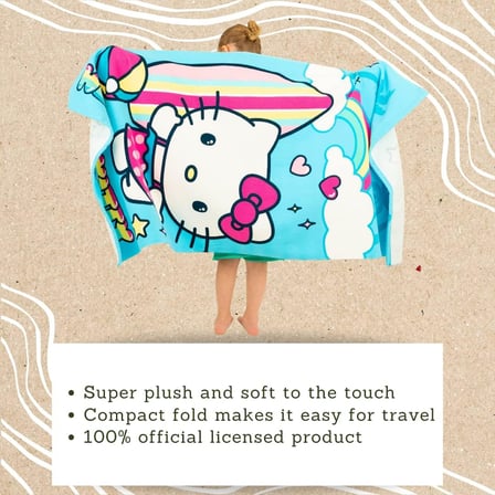 Sanrio Hello Kitty Süper Yumuşak Hafif Geri Dönüştürülmüş Plaj Havlusu Geri Dönüştürülmüş Plastik Şişelerden Üretilmiştir, 147 Cm X 71 Cm ( Resmi Lisanslı Sanrio Ürünü)