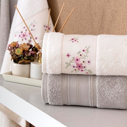 Vega Pure Cotton Düz Pamuk Hamam Seti, Krem, 4'lü Set