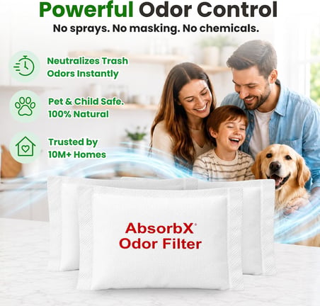 SensorCan 3'lü Paket AbsorbX Koku Gidericiler Emer, Doğal Aktif Karbon, Biyobozunur, Koku Bölmeli 13 Gal Çöp Kovası ile kullanım için, Filtre, 3 Adet