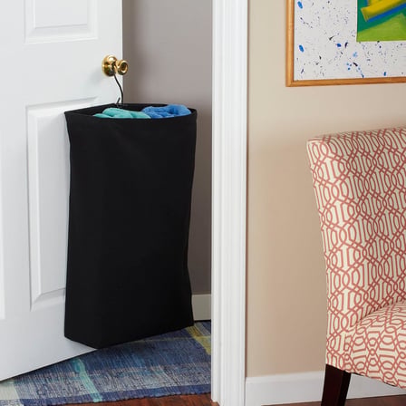 Hanging Cotton Canvas Laundry Hamper Bag, Black
