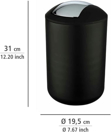 Brazil L siyah sallanan kapaklı kova 6,5 l