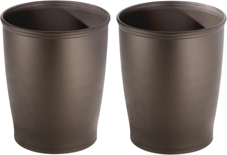 iDesign Küçük Yuvarlak Plastik Çöp Kovası, Kent Koleksiyonu, 2'li Set, 21x21x25 cm, Bronz