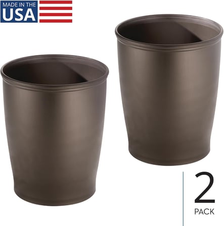 iDesign Küçük Yuvarlak Plastik Çöp Kovası, Kent Koleksiyonu, 2'li Set, 21x21x25 cm, Bronz