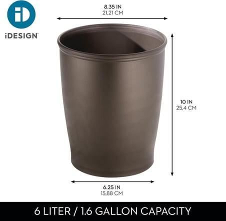 iDesign Küçük Yuvarlak Plastik Çöp Kovası, Kent Koleksiyonu, 2'li Set, 21x21x25 cm, Bronz