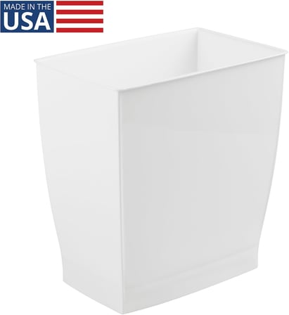 (White) - Mono Wastebasket Trash Can - Rectangular, White