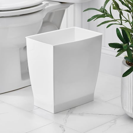 (White) - Mono Wastebasket Trash Can - Rectangular, White