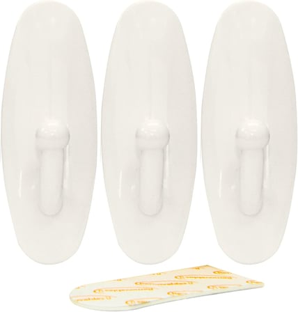 61335 3Pc Removable Adhesive Hook, Black