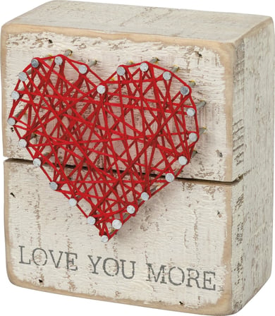 34248 Rustik Beyaz İp Sanat Kutusu Tabelası, 8,9 cm x 10,16 cm, Love You More