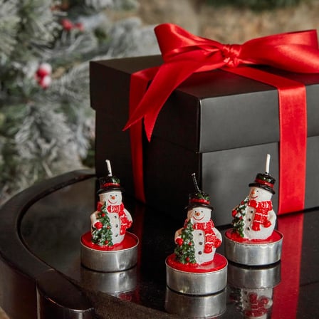 New Year Snowman 3'lü Tealight Mum