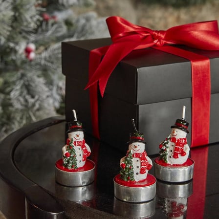 New Year Snowman 3'lü Tealight Mum
