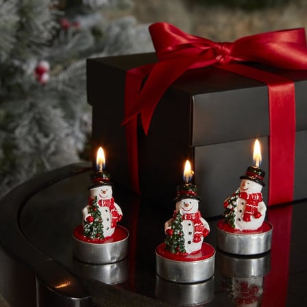 New Year Snowman 3'lü Tealight Mum