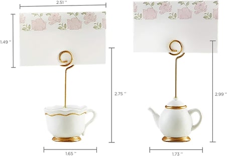 Yer Kartı Tutucuları, Çay Vakti Tuhaflığı, Çaydanlık ve Çay Fincanı, Servis Kartları Dahil, 6'lı Set