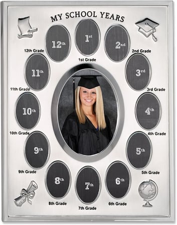 (1, Silver) - 835080 My School Years Silver Plated 8x10 Multi Picture Frame
