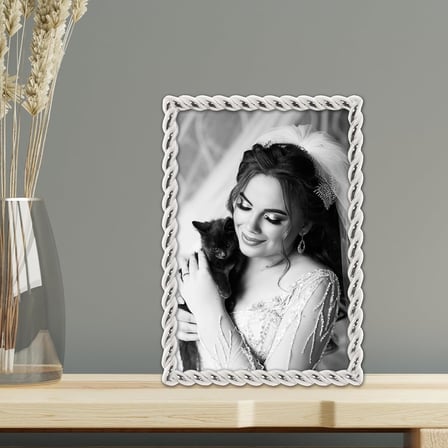 710046 Silver Metal Rope Picture Frame, 10cm by 15cm