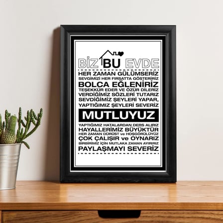 Ailenize Özel Dekoratif Ev Hediyesi Baskılı Çerçeve 24x33x1 cm