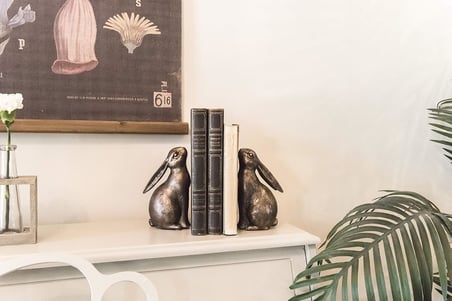 Bronz Reçine Tavşan Şekilli (2'li Set) Kitap Desteği, 2 Adet