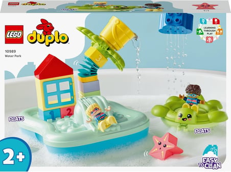DUPLO Kasabası Su Parkı 10989 – 2 Yaş ve Üzeri Çocuklar için Eğitici Hediye Fikri, Oyuncak Ada, Yüzen Kaplumbağa Can Simidi ve Çocuk Figürü İçeren Yaratıcı Oyuncak Yapım Seti (19 Parça)