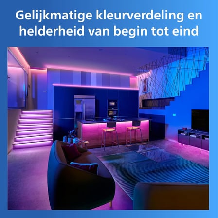 Smart Lighting RGB-LED şerit, 5 m, Tip C, 16 milyon renk, ön ayar. Işık modları, kesilebilir, giriş. Kurulum, WiZ, Google Home, Alexa, Apple Home ile uyumlu, WLAN ile uyumlu