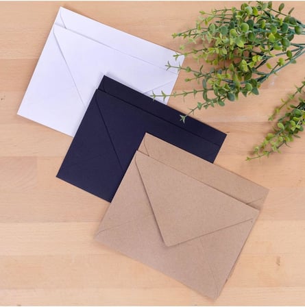 Standart Zarf Seti, 13x18 Cm 6 Adet (KRAFT-BEYAZ-SİYAH)