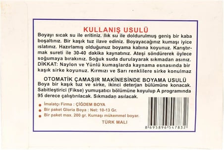 Kumaş Boyası Filiz Yeşil 10 Gr Paket