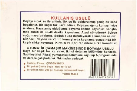 Kumaş Boyası Eflatun 10 Gr Paket