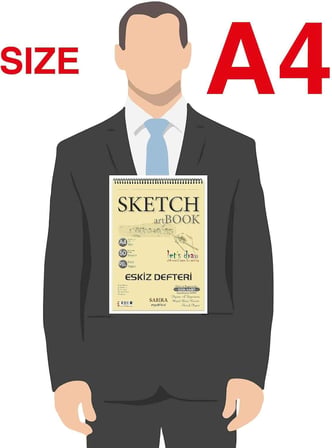 SAHRA A4 Spiralli Eskiz Defteri – 50 Yaprak, 90 gr İnce Dokulu Ivory Kağıt Sketchbook, Çizim ve Boyama Defteri