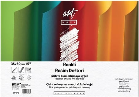 Clara Renkli Resim Defteri 160 gr / 180 gr, 35 x 50, 12/3 Yaprak